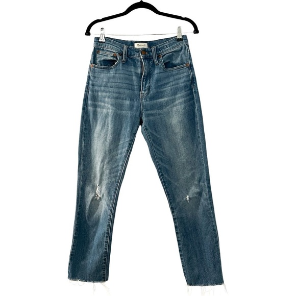 MADEWELL Crop Boyfriend Slim Distressed Jeans Sz 25 - Picture 2 of 6